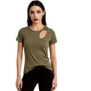 Rock & Republic Green Cutout Short Sleeve Tee – Size XS